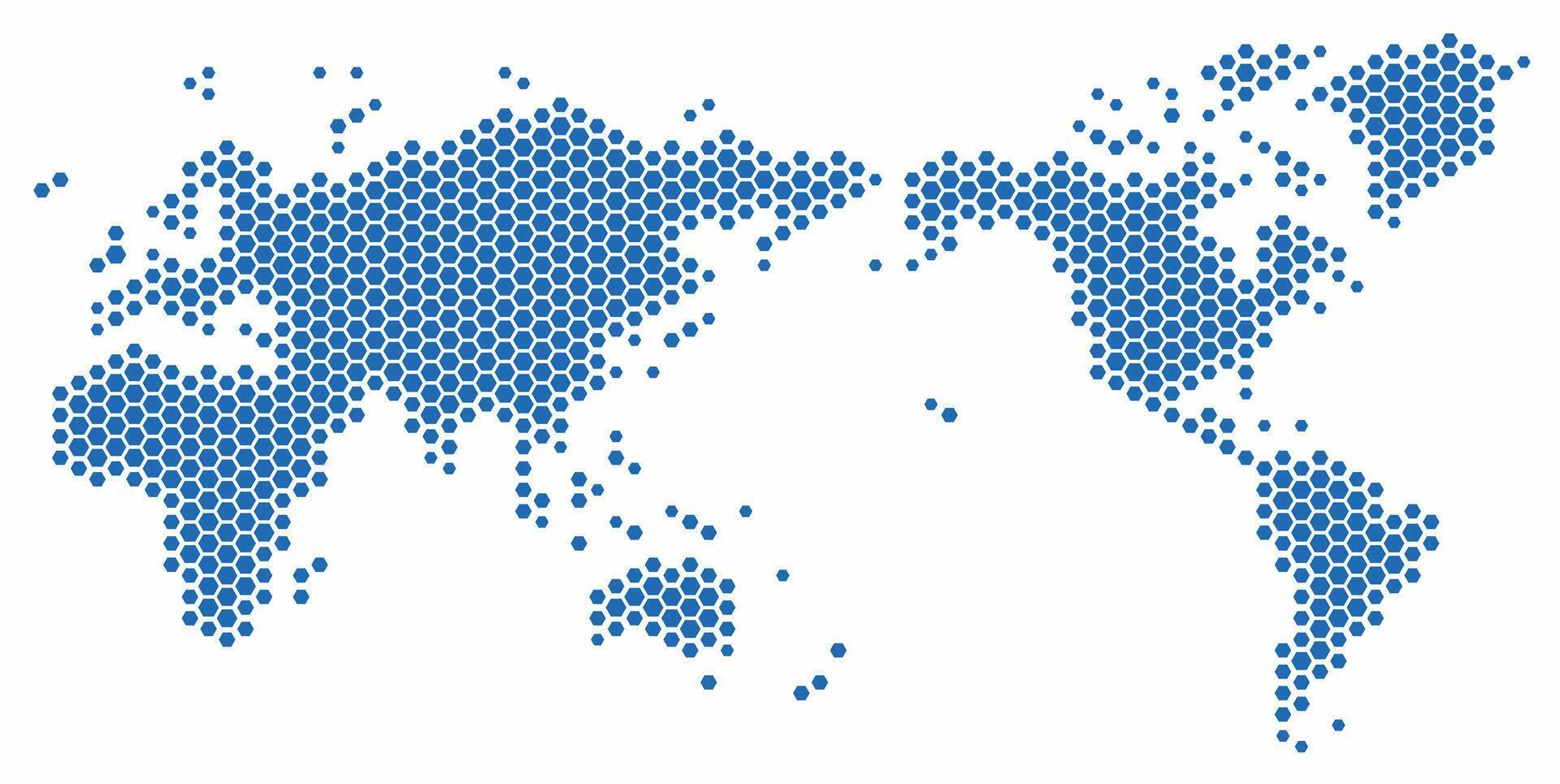 Hexagon shape world map on white background. vector