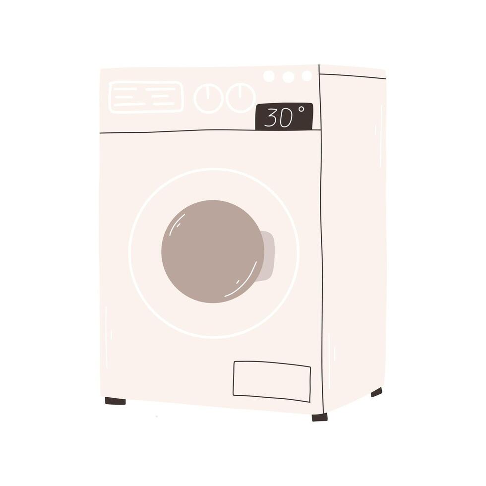 Washing machine in flat style. Isolated hand drawn washing machine. illustration. vector