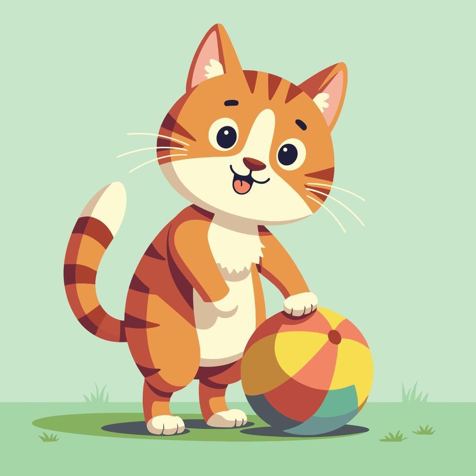 Cat Playing With Ball Vector Art Icons and Graphics for Free Download