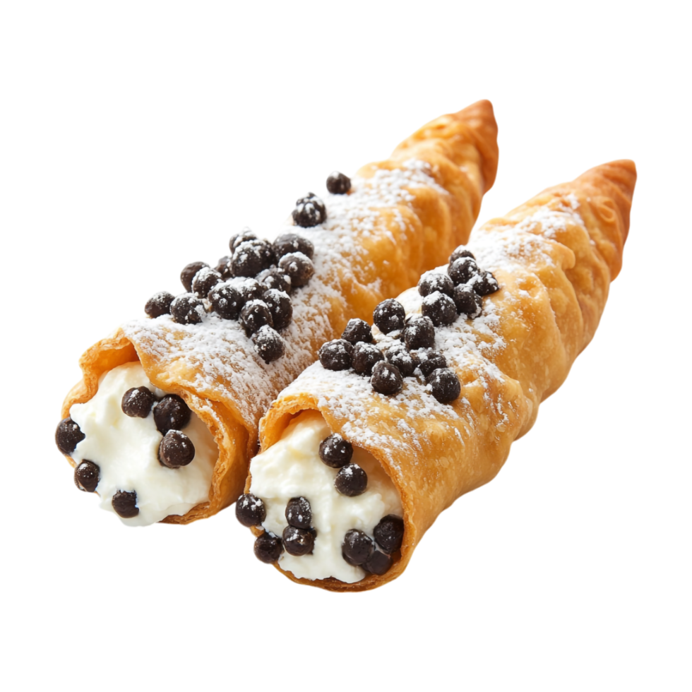 Two pastry rolls with white and black chocolate chips png
