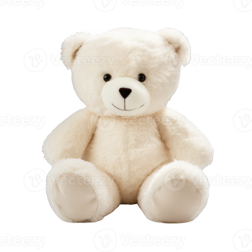 White Plush Teddy Bear Sitting on transparent background png