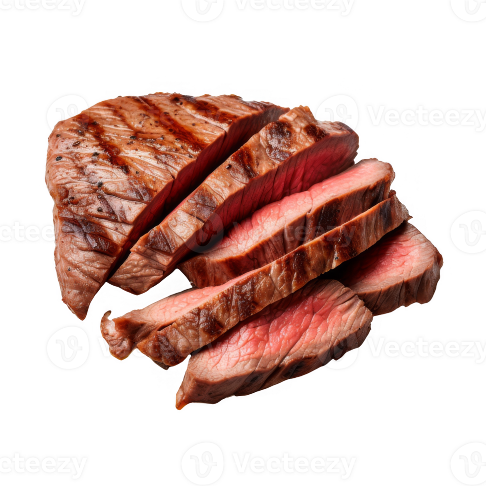 Grilled and Sliced Beef Steak on transparent background png