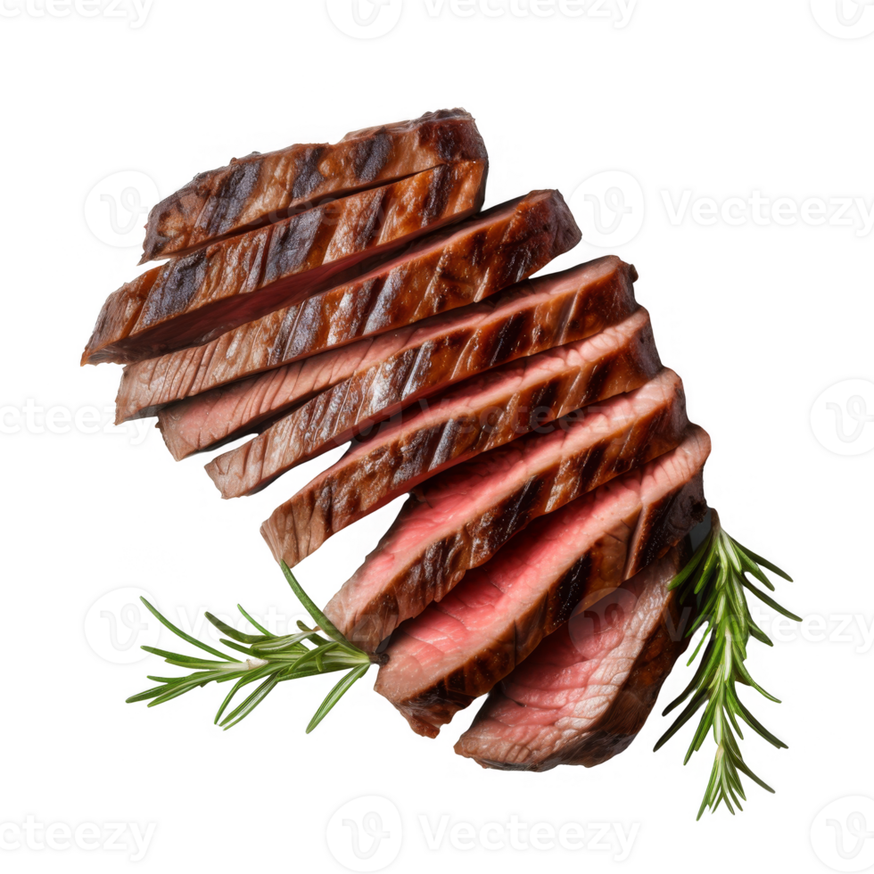 Grilled Beef Steak Slices with Rosemary Sprigs png