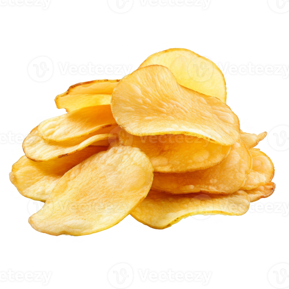 A Pile of Golden Potato Chips on a transparent background png