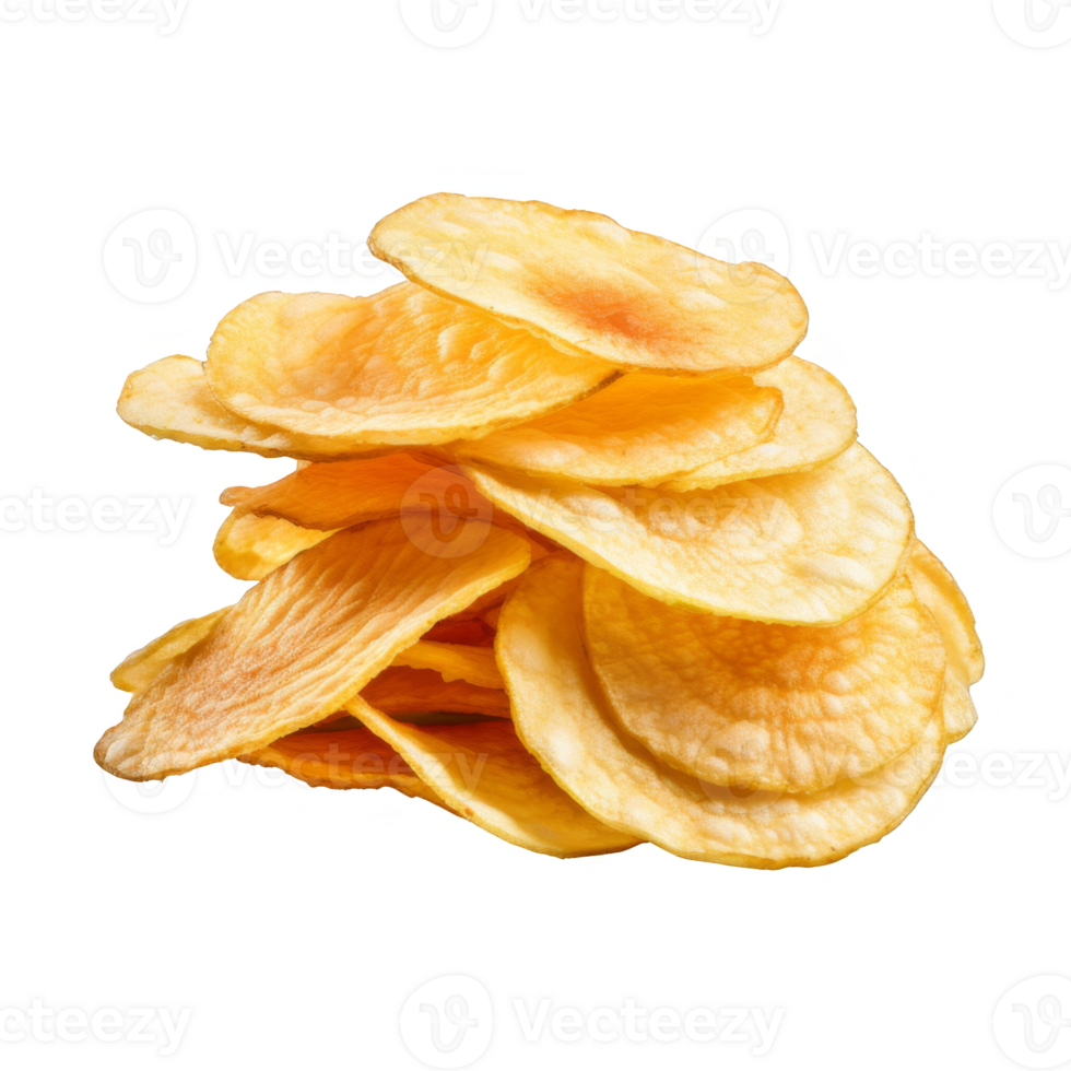 A Pile of Crispy Potato Chips on a transparent background png