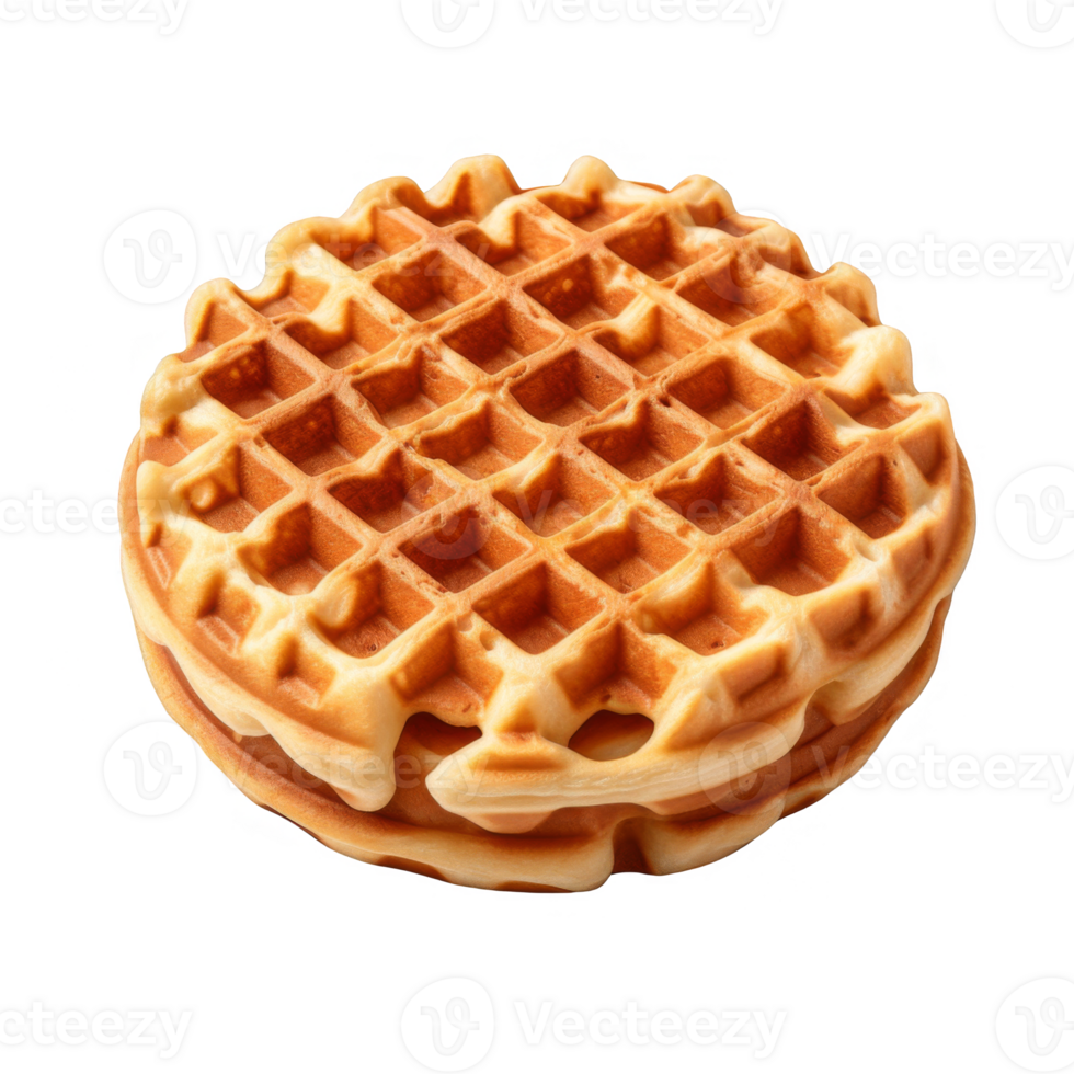 A Single Round Waffle with Crisp Edges and a Golden Brown Hue png