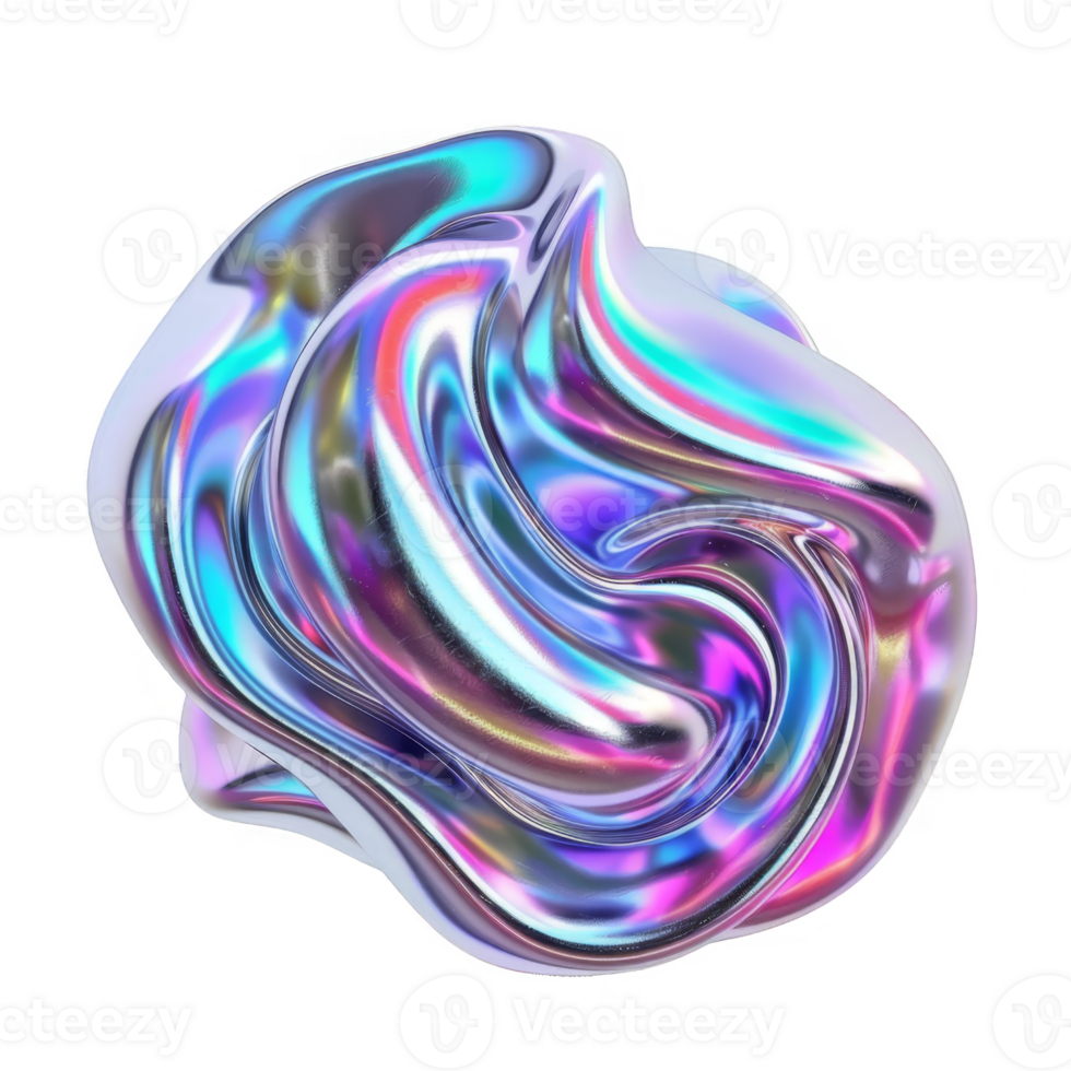 Abstract 3D Rendering of a Shiny, Multicolored, Wavy Object png