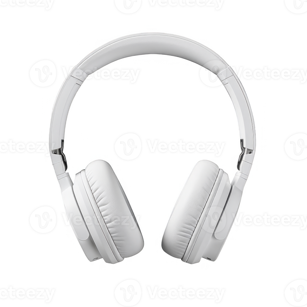 White Wireless Over-Ear Headphones Isolated on transparent background png
