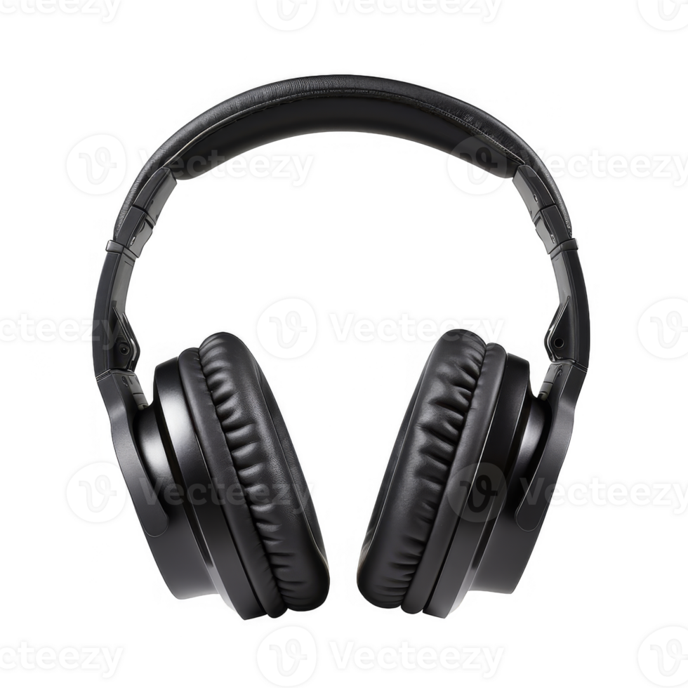 Black Wireless Over-Ear Headphones with Cushioned Earcups png