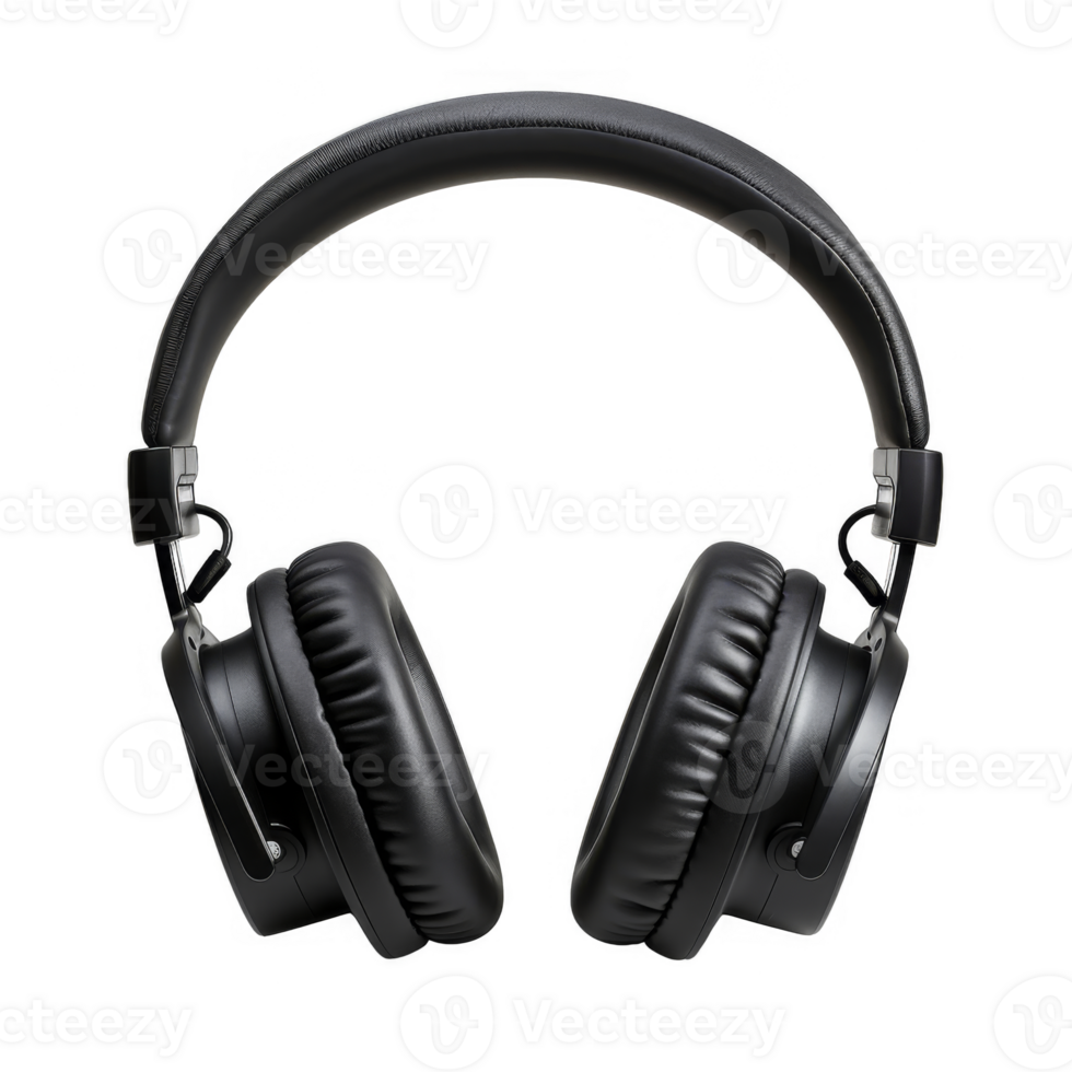 Black Over-Ear Headphones Isolated on transparent background png