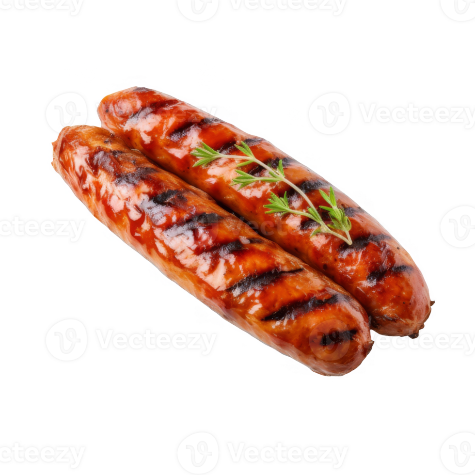 Two Grilled Sausages with Thyme Garnish png