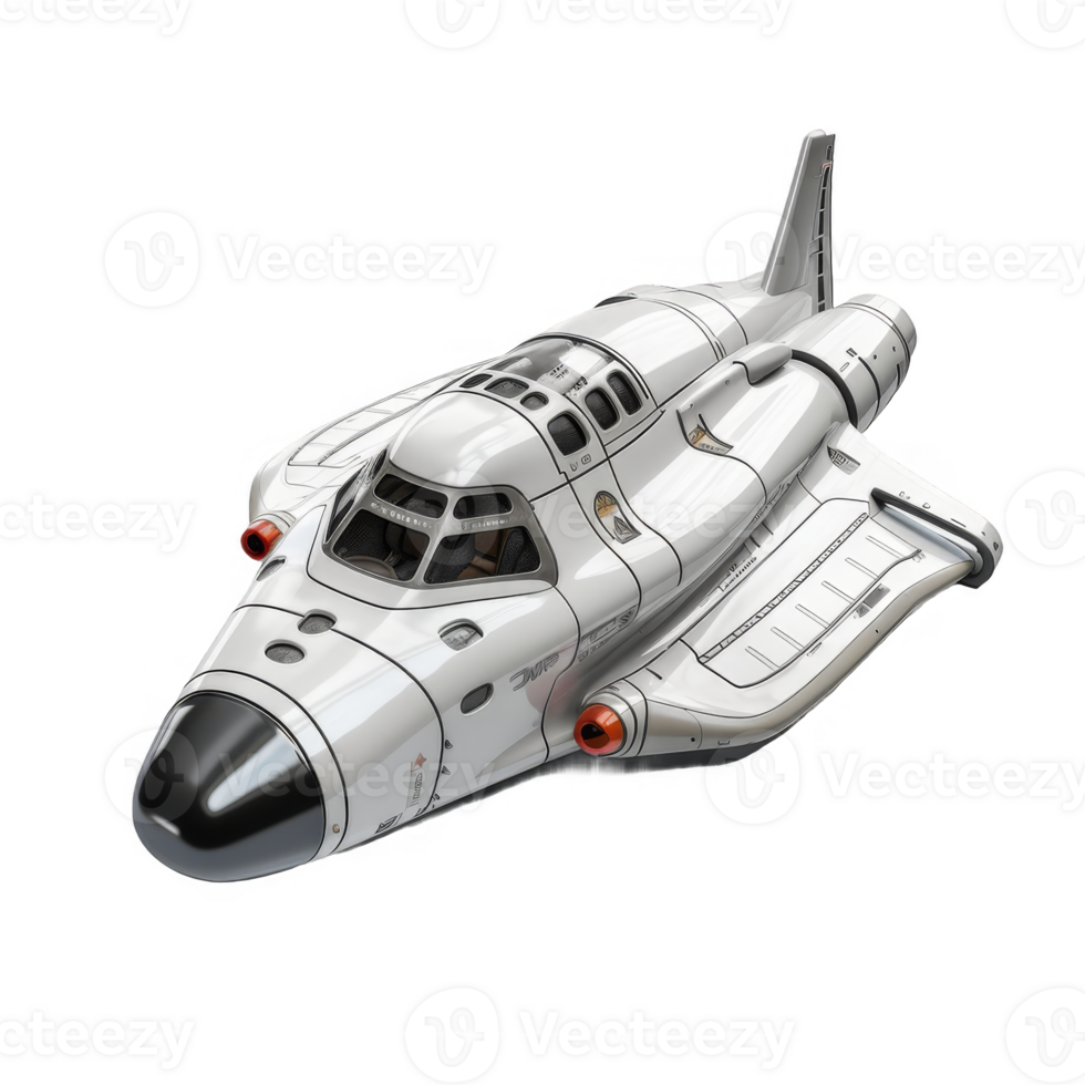Futuristic White Spaceship with Red Engines and Black Nose png