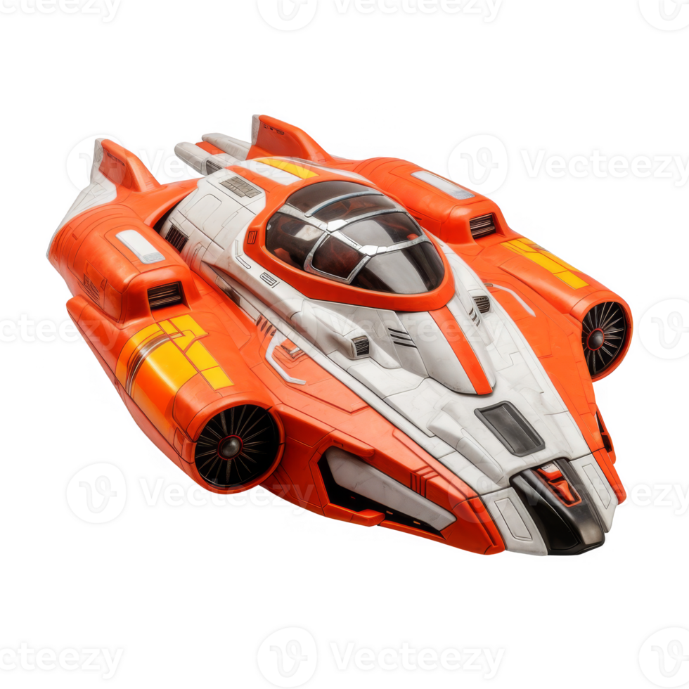 Futuristic Orange and White Spaceship with a Canopy png