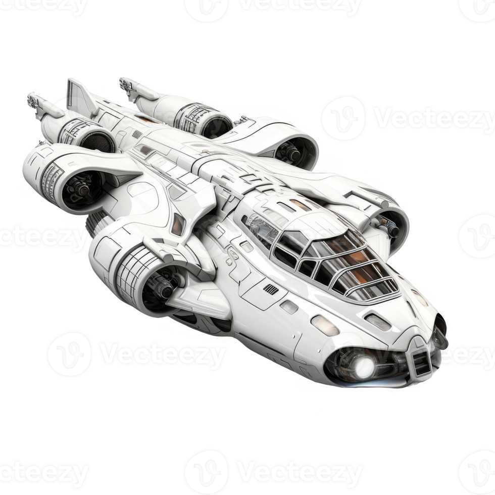 White Futuristic Spaceship with Detailed Design png