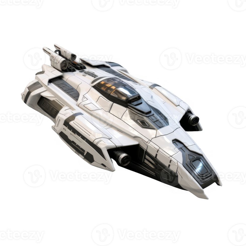 White Futuristic Spaceship with Black Details png