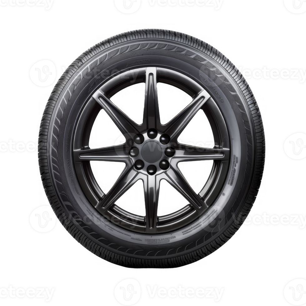 Black Car Tire with Alloy Wheel png