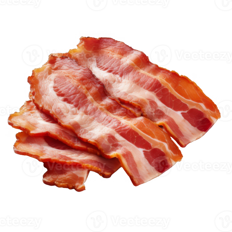 Close-up of Cooked Bacon Slices on transparent background png