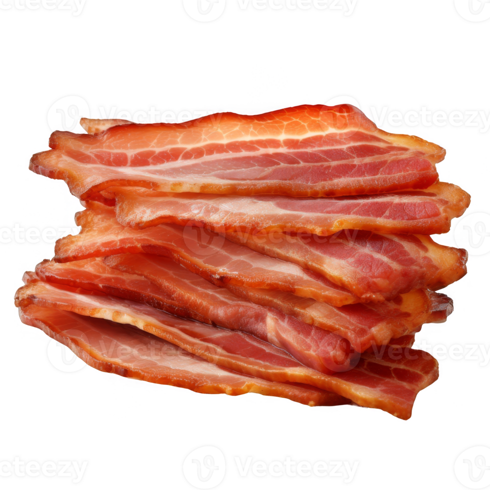 Stack of Crispy Bacon Slices Isolated on transparent background png