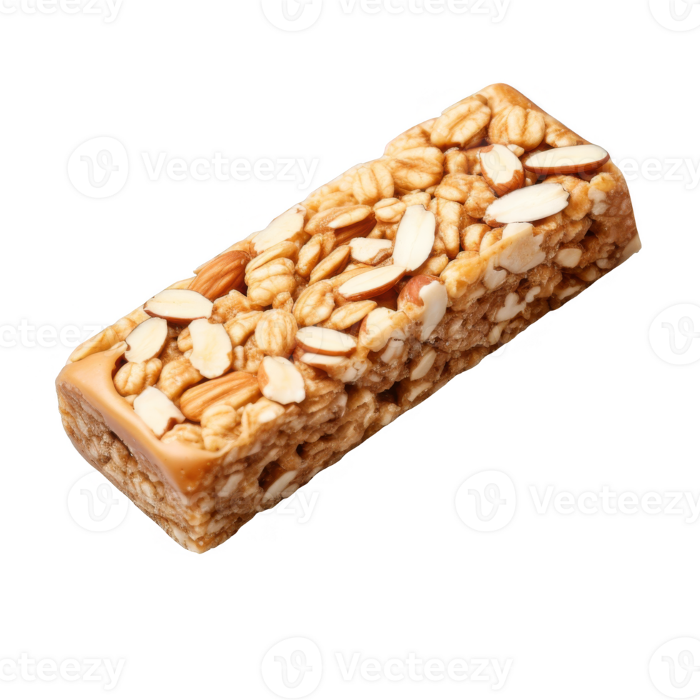 Almond and Caramel Granola Bar on transparent background png
