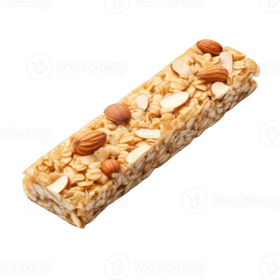 Single Almond and Oatmeal Energy Bar on transparent background png