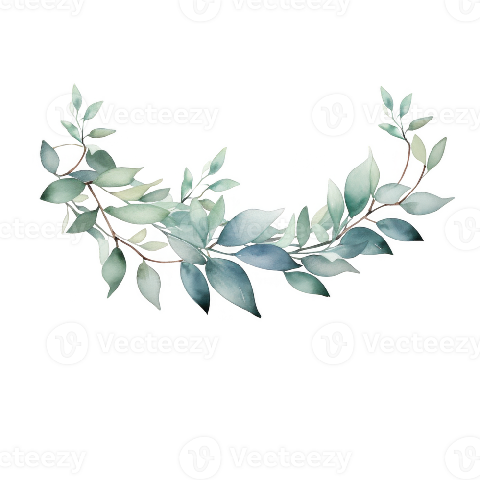 Watercolor Painting of Greenery Branch with Delicate Leaves png