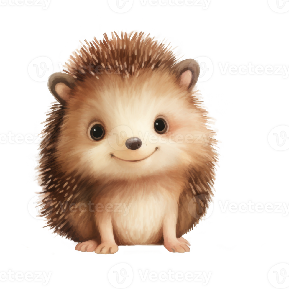 A Smiling Brown Hedgehog with Spiky Fur and Leaves png