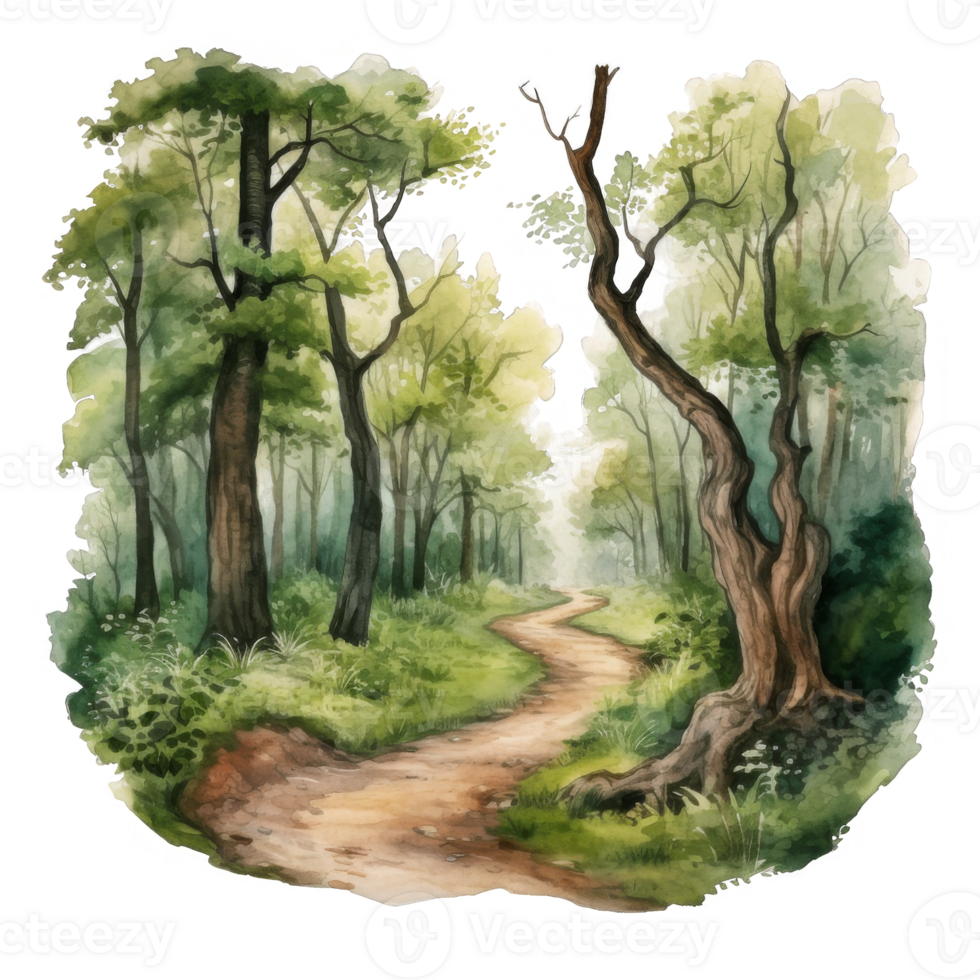 Winding Path Through a Lush Green Forest png