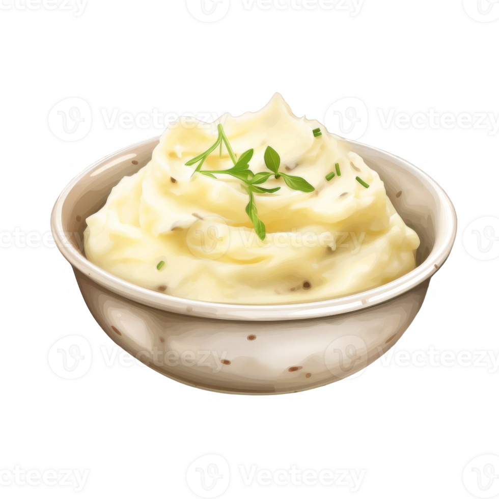 Bowl of Mashed Potatoes with Green Herbs and Spices png