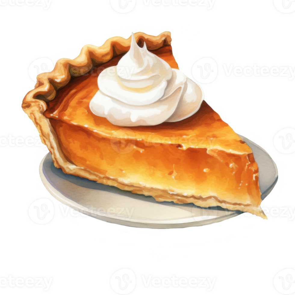 A Single Slice of Pumpkin Pie with Whipped Cream on a White Plate png