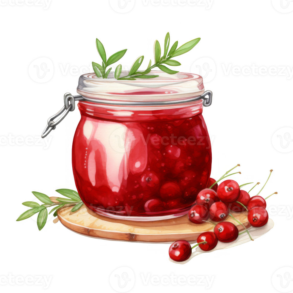 A Jar of Cherry Jam with Fresh Cherries and Green Leaves png