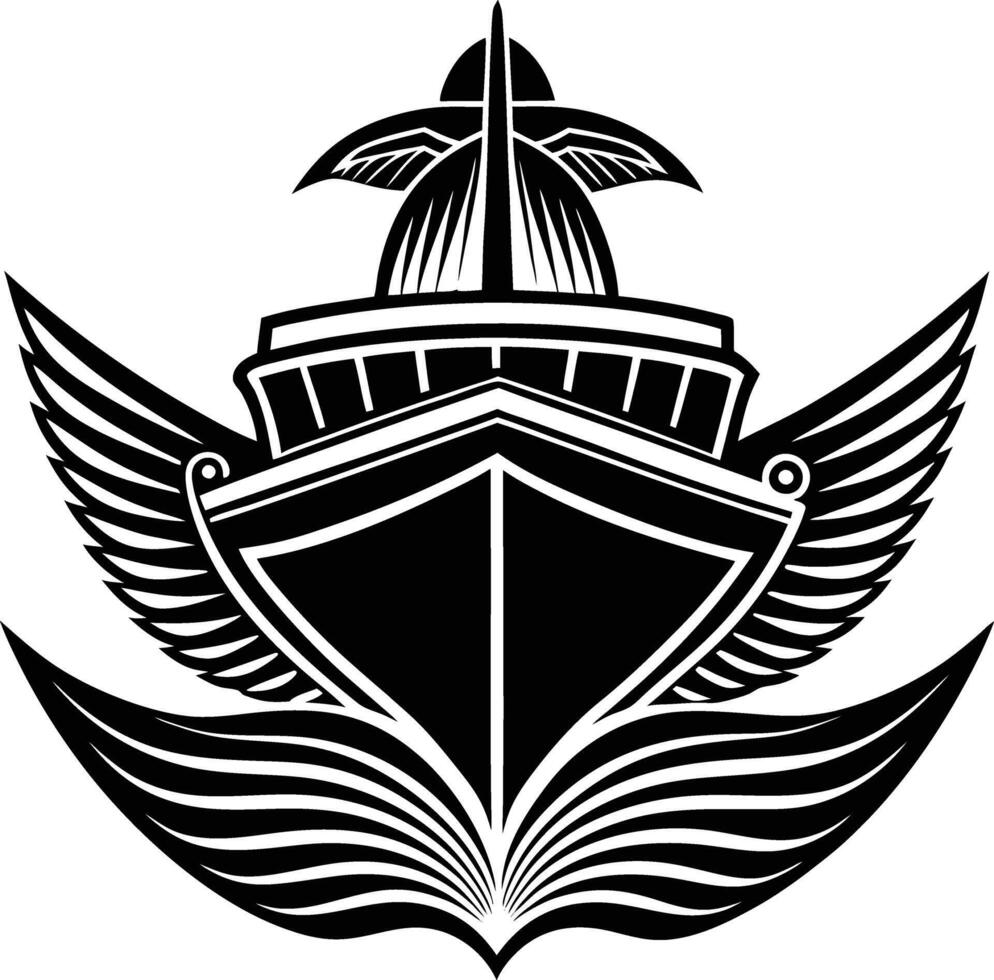 Boat logo with an eagle symbol vector
