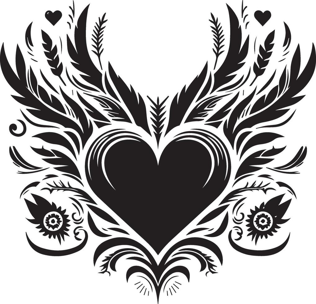 Black And white Hand Draw Heart vector