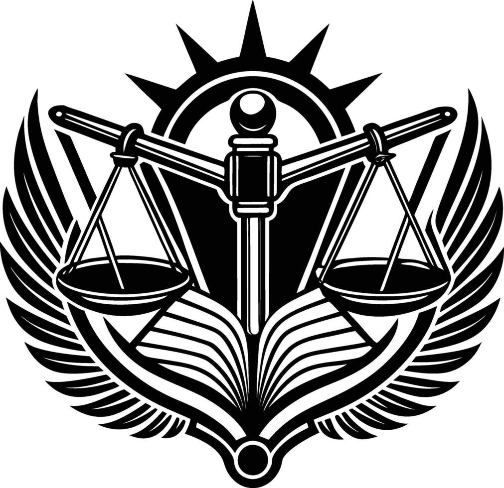 Silhouette of a justice scale vector