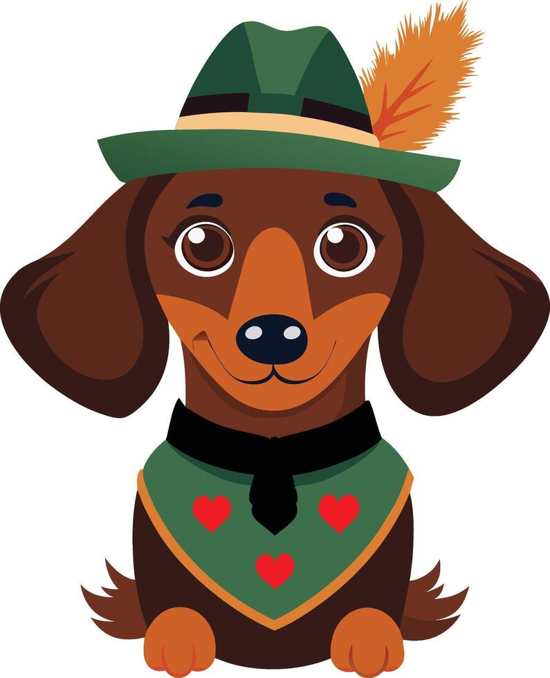A dog wearing a green hat vector