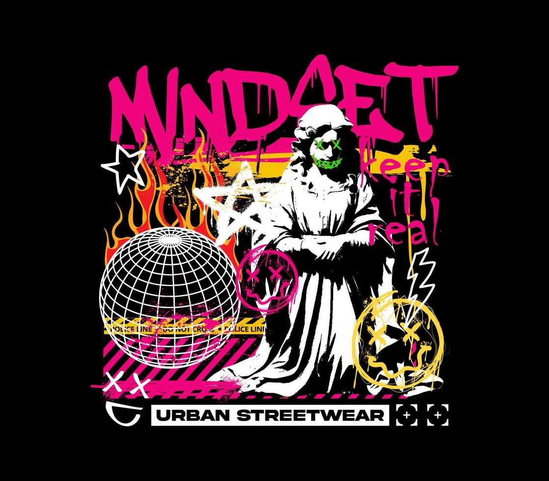 Modern and brutalism graphic t-shirt design with a typography slogan and graffiti style.for print design, t-shirts, streetwear, hoodies, and more vector