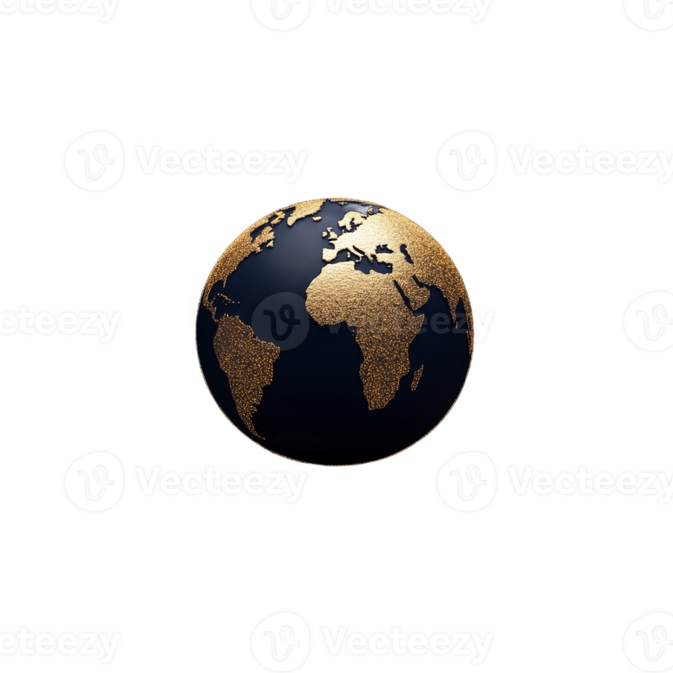 A globe depicting continents on a transparent background png