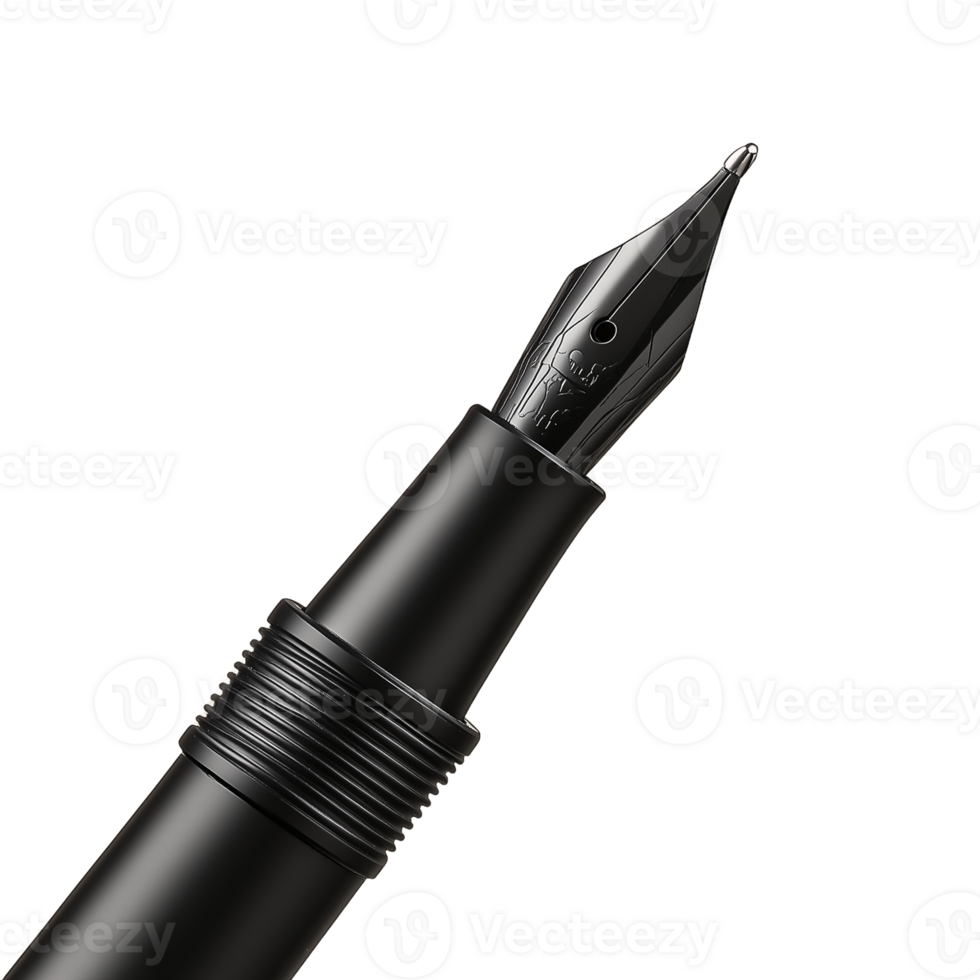Closeup of a fountain pen nib on a transparent background png