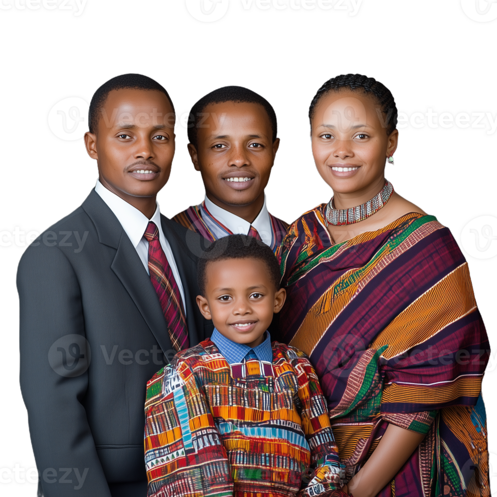 A group of people in traditional African attire on a transparent background png