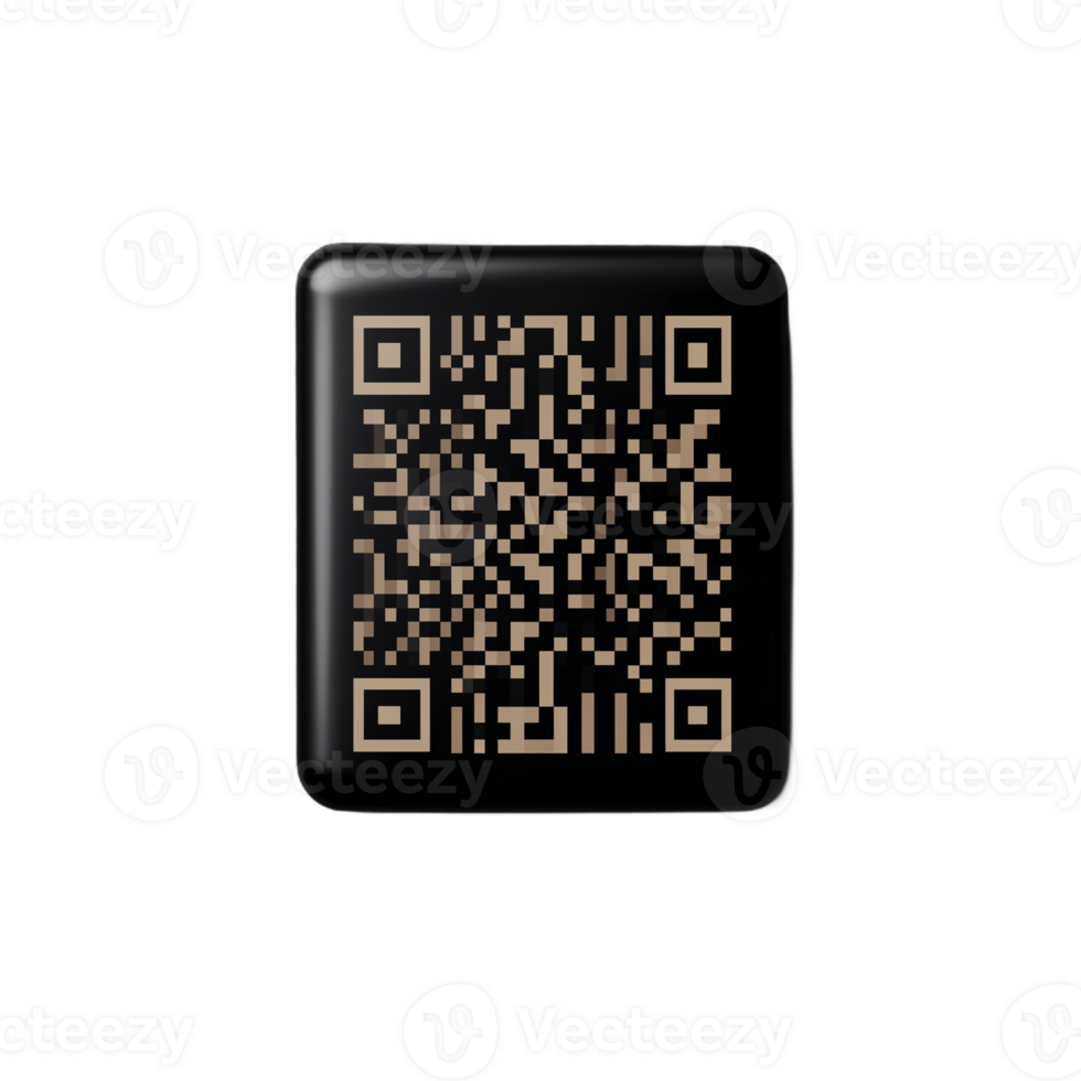 A black QR code on a white background on a transparent background png