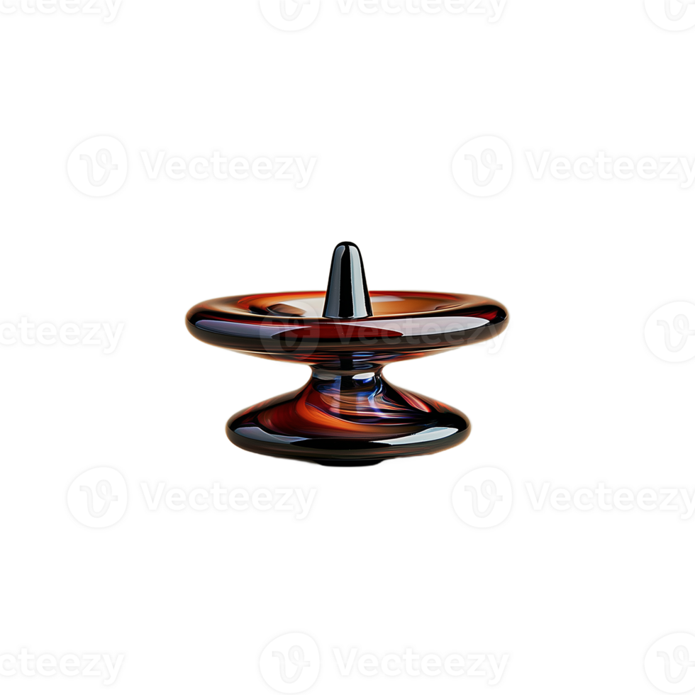 Classic spinning top toy with shadows on transparent background png