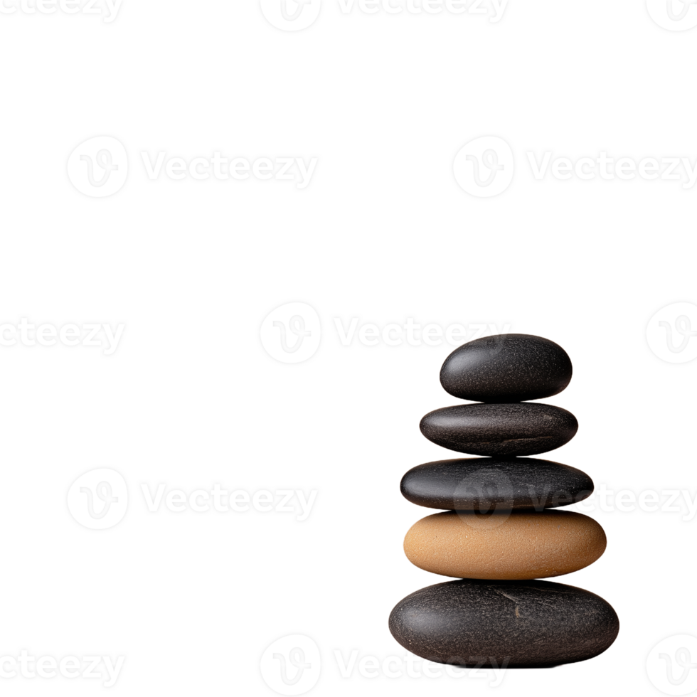 Neatly arranged stones balanced in a tower against transparent background png