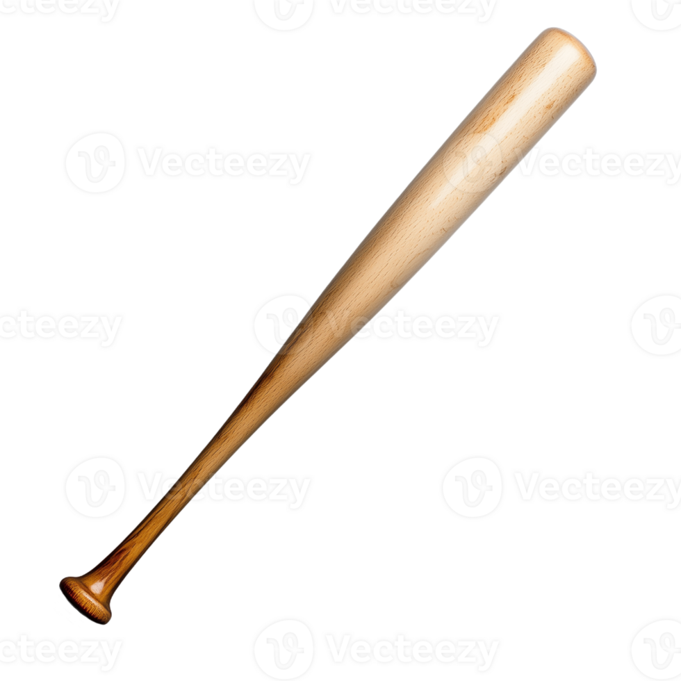 Wooden baseball bat laying down on transparent background png