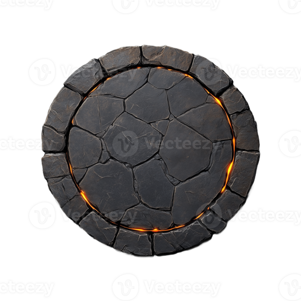 Charred crosssection of a burnt log, showing cracks in the wood, isolated on transparent background png