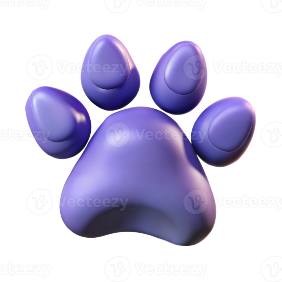 3D Rendered Purple Paw Print Isolated On Transparent Background png