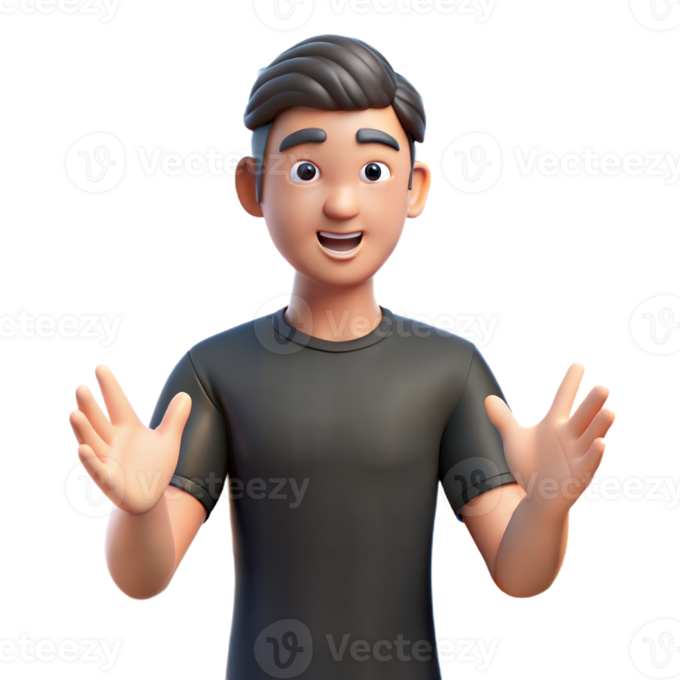 3D Cartoon Man Welcoming With Open Arms png