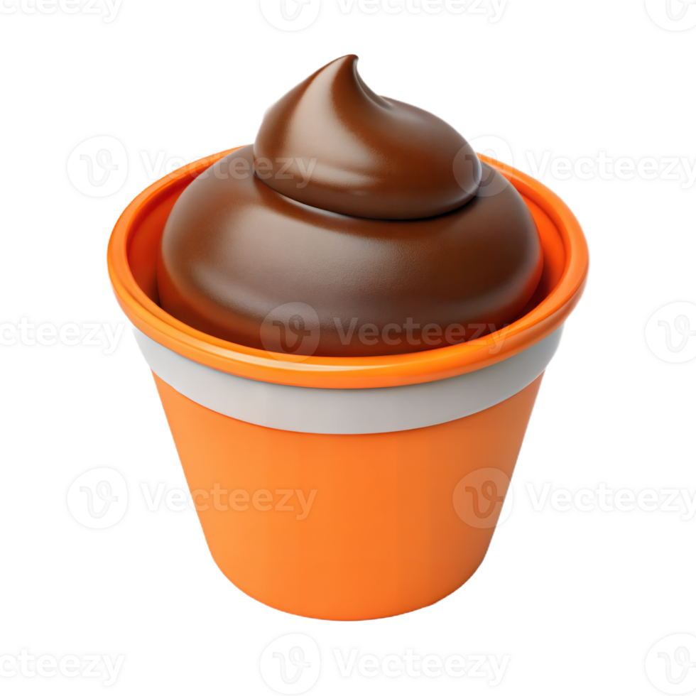 3D Render of Chocolate Dessert in Orange Cup png