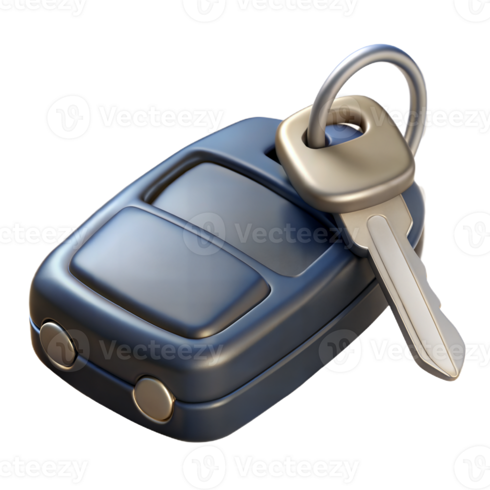 Blue Car Key With Key Ring And Metal Key Isolated On Transparent Background png