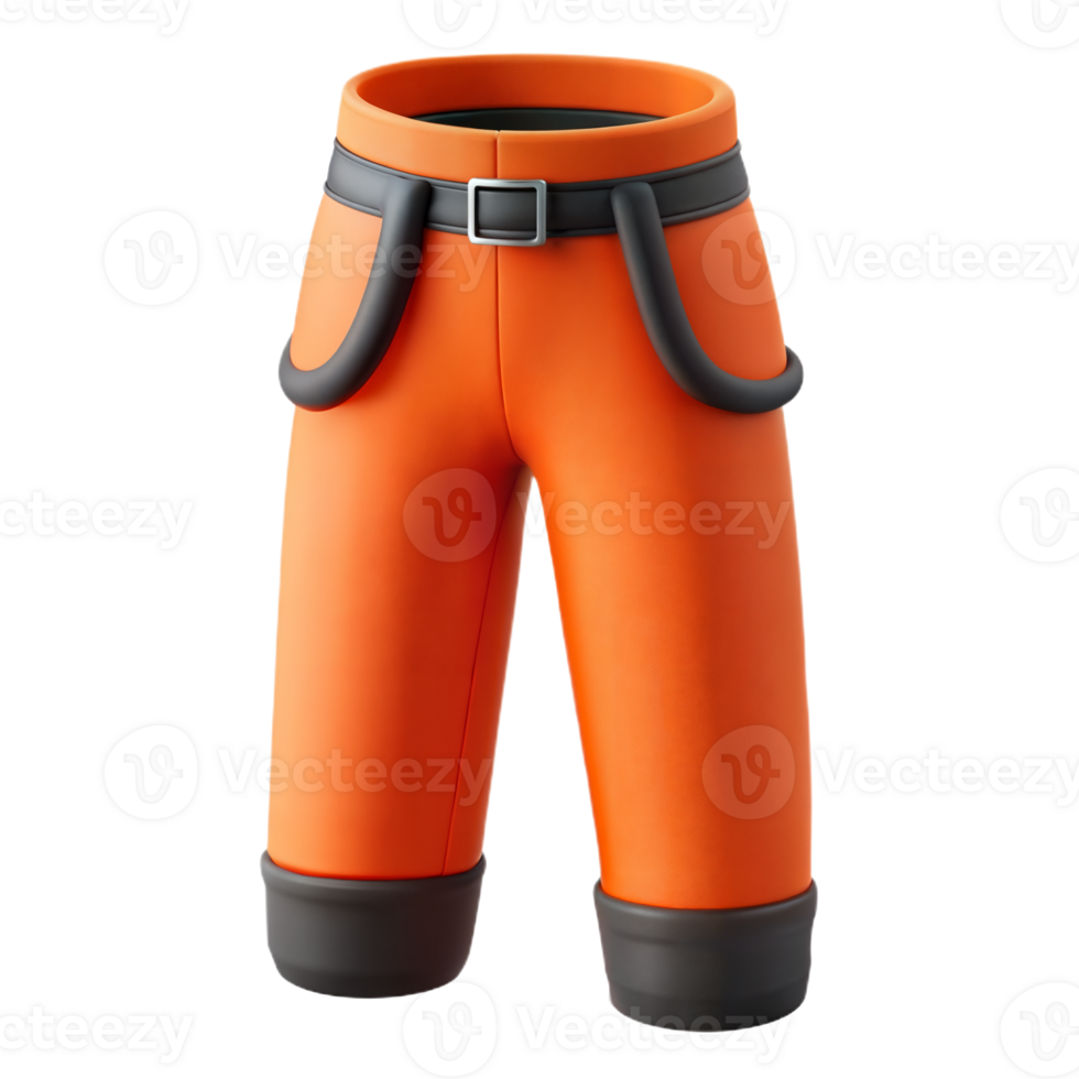 3D Render of Orange Work Pants With Black Belt and Loops png
