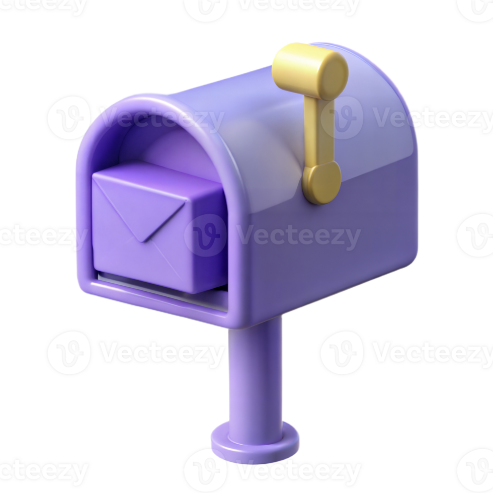 Purple Mailbox With Envelope 3D Render png