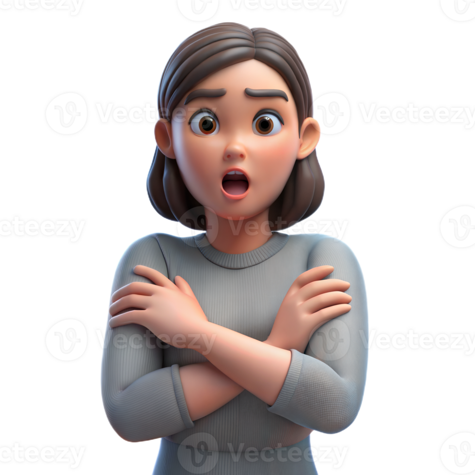 Shocked Cartoon Woman With Crossed Arms png